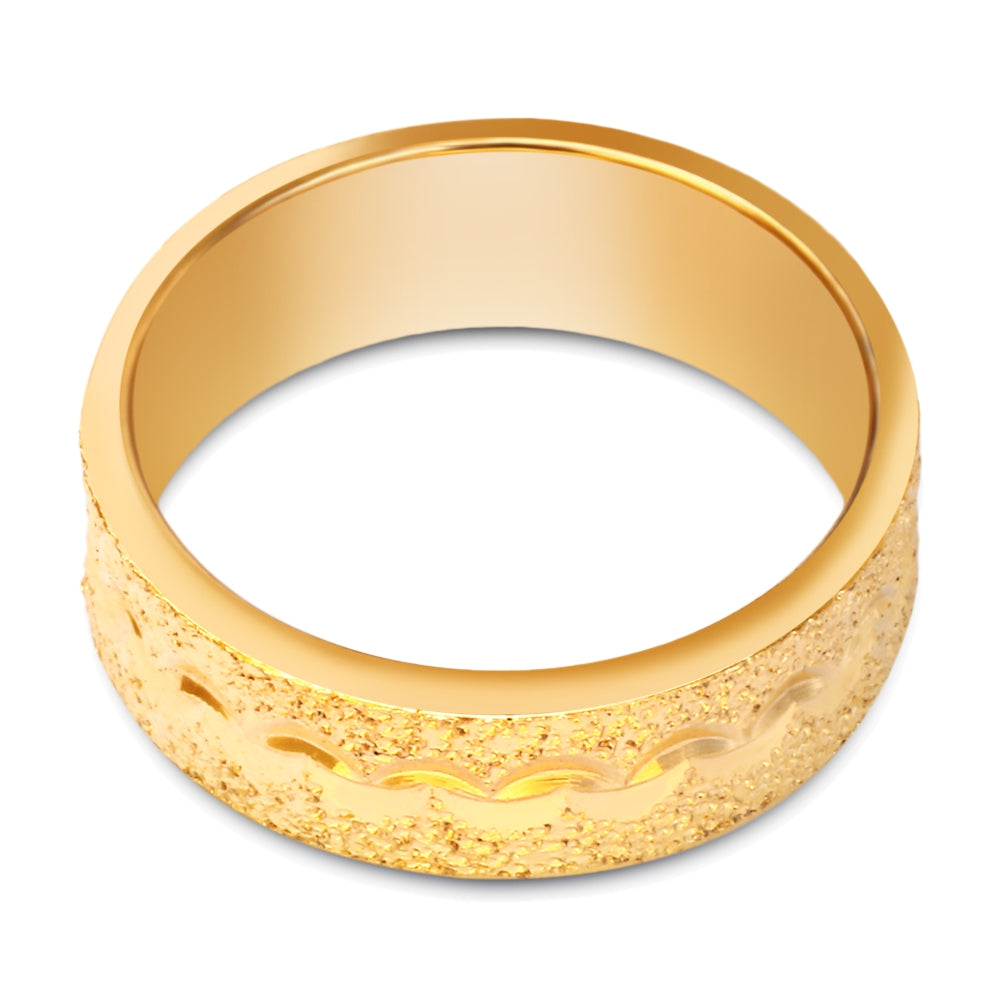 18K Electroplate Gold Color Simple Design Wave Pattern Ring