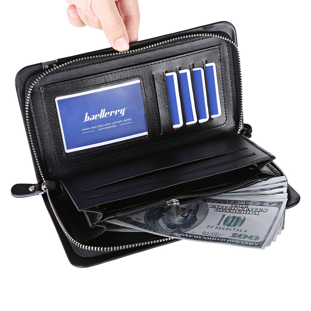 Baellerry Simple Design Multifunction Large Capacity Card Holder Clutch Wallet for Men