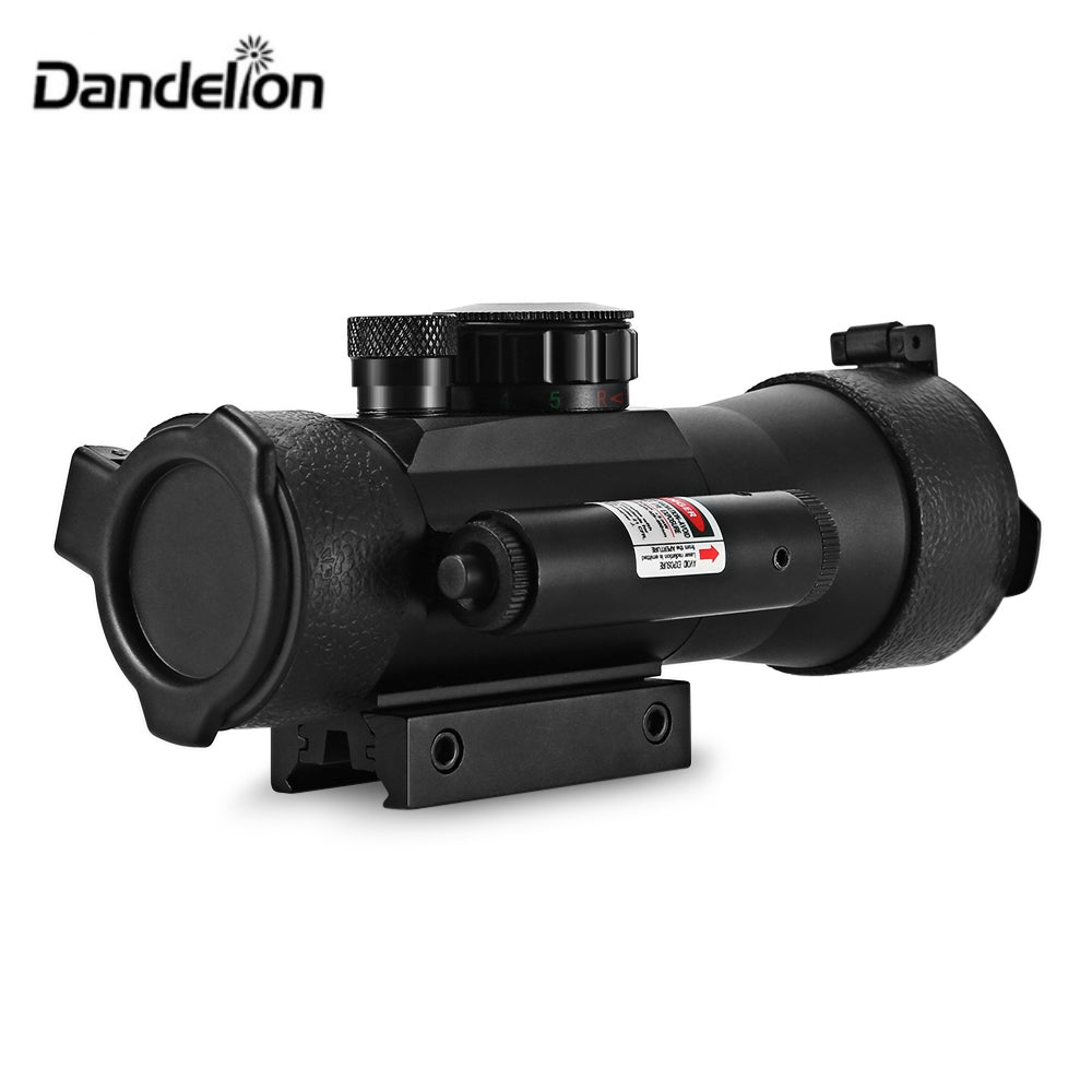 Dandelion 2 x 42 Outdoor Tactical Red Green Dot Laser Telescope Sight for 20MM Weaver Rail Bow