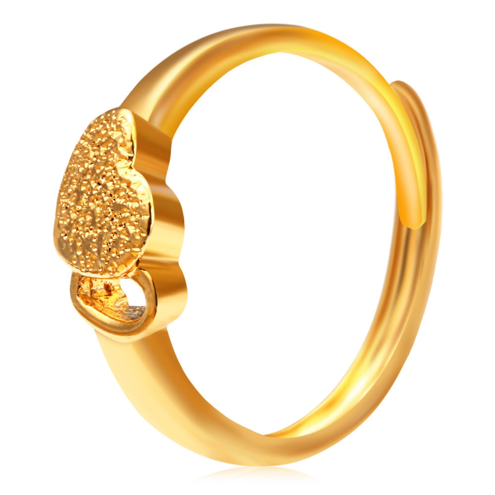 18K Plated Gold Color Hearts Adjustable Ring for Women