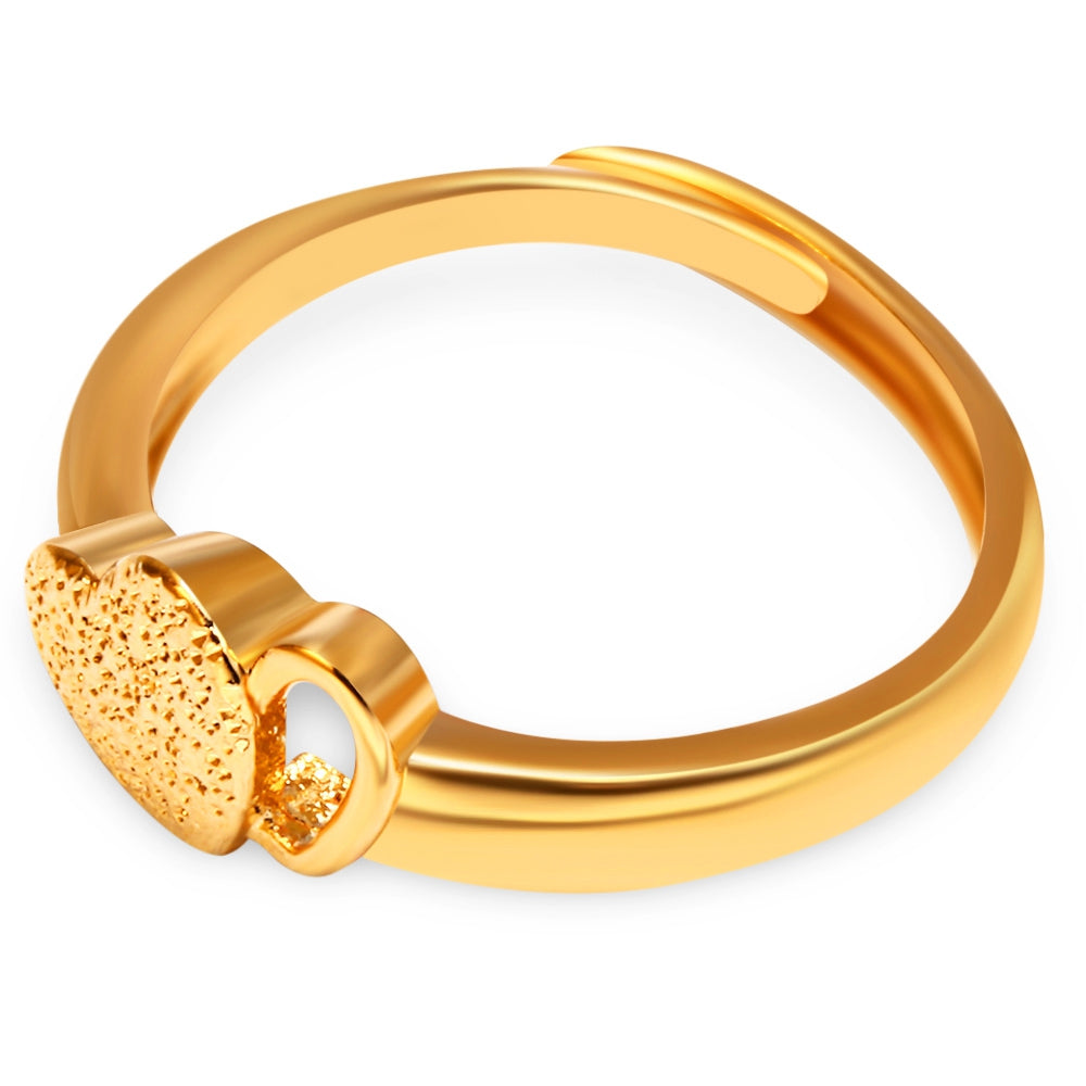 18K Plated Gold Color Hearts Adjustable Ring for Women