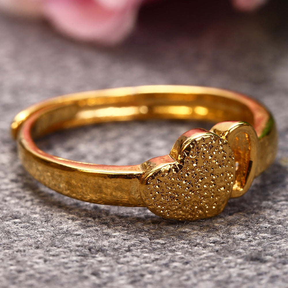 18K Plated Gold Color Hearts Adjustable Ring for Women