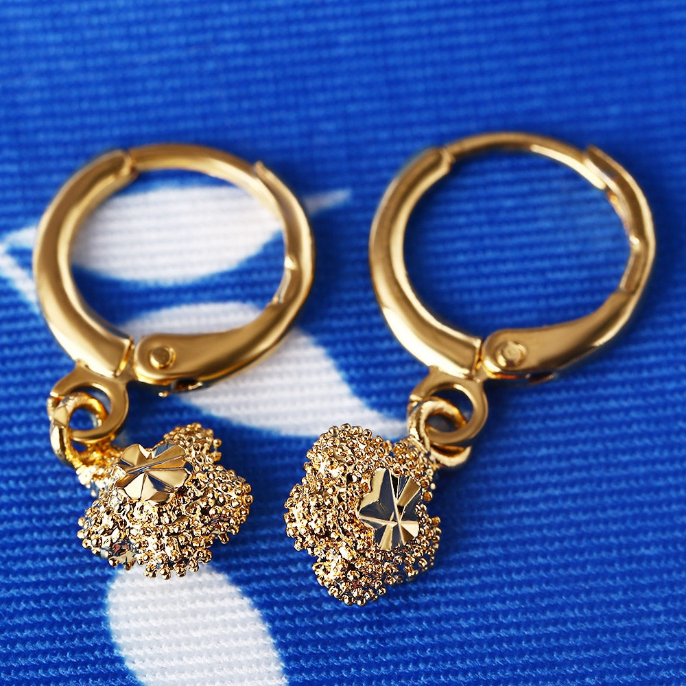 18K Electroplate Gold Color Cute Flowers Earrings for Women