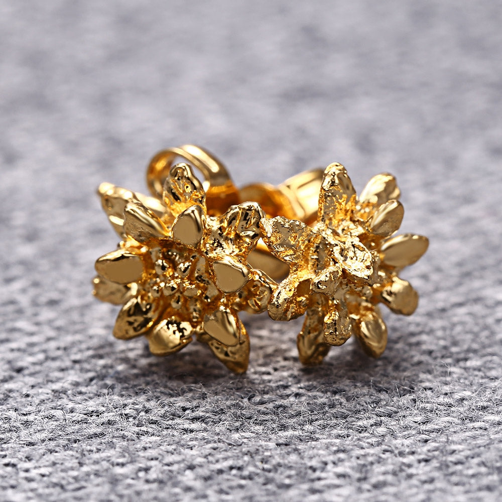 24K Electroplate Gold Color Flowers Earrings for Women