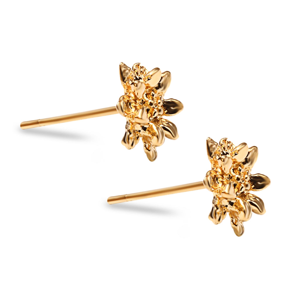 24K Electroplate Gold Color Flowers Earrings for Women