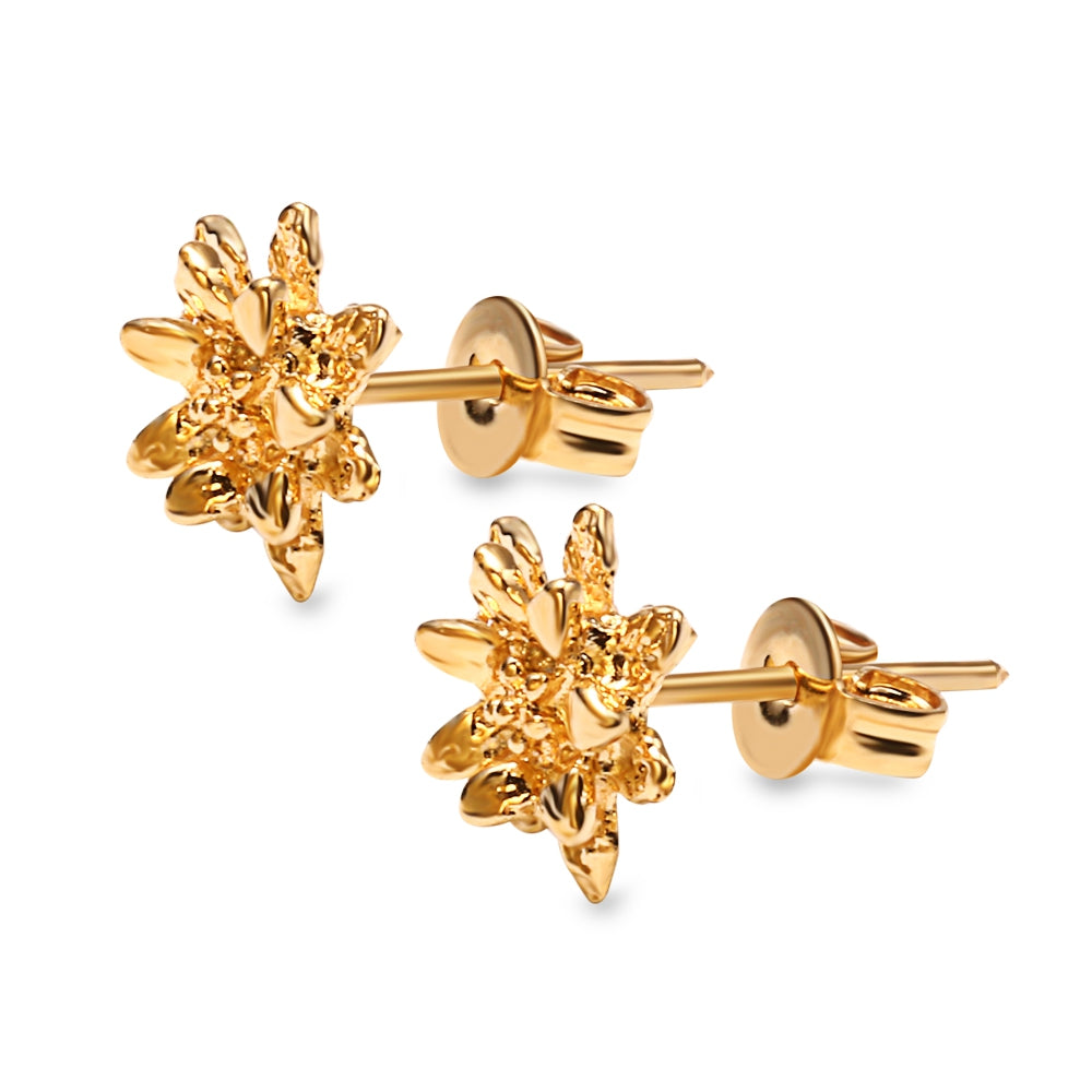 24K Electroplate Gold Color Flowers Earrings for Women