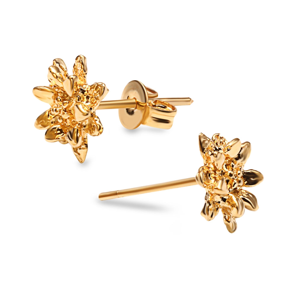 24K Electroplate Gold Color Flowers Earrings for Women