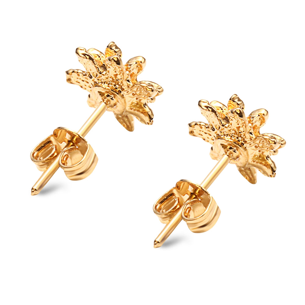 24K Electroplate Gold Color Flowers Earrings for Women