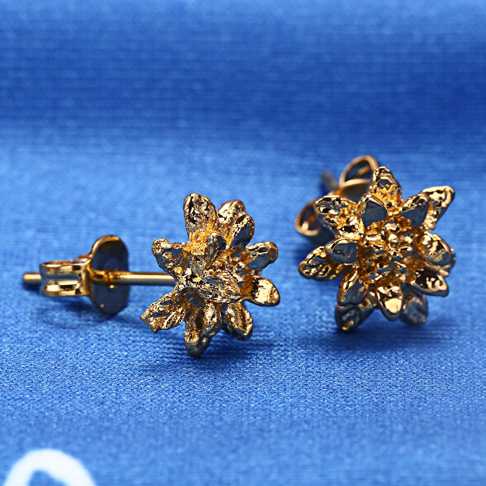 24K Electroplate Gold Color Flowers Earrings for Women