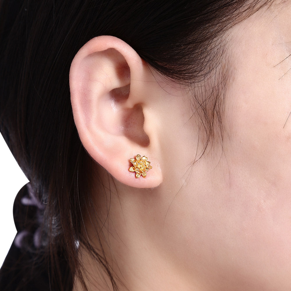 24K Electroplate Gold Color Flowers Earrings for Women