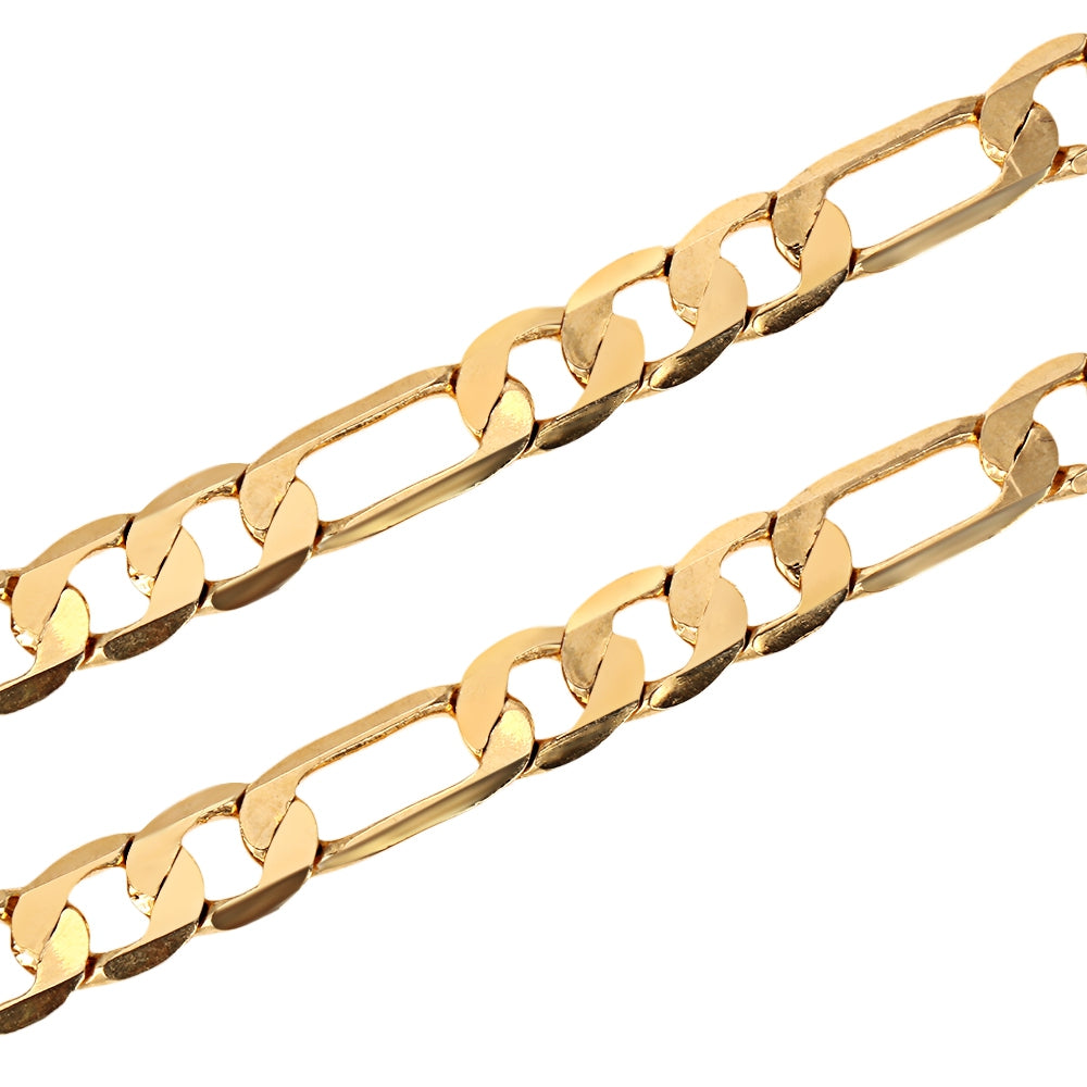8mm 24K Plated Gold Color Figaro Chain Necklace for Men