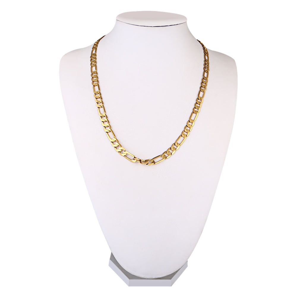 8mm 24K Plated Gold Color Figaro Chain Necklace for Men