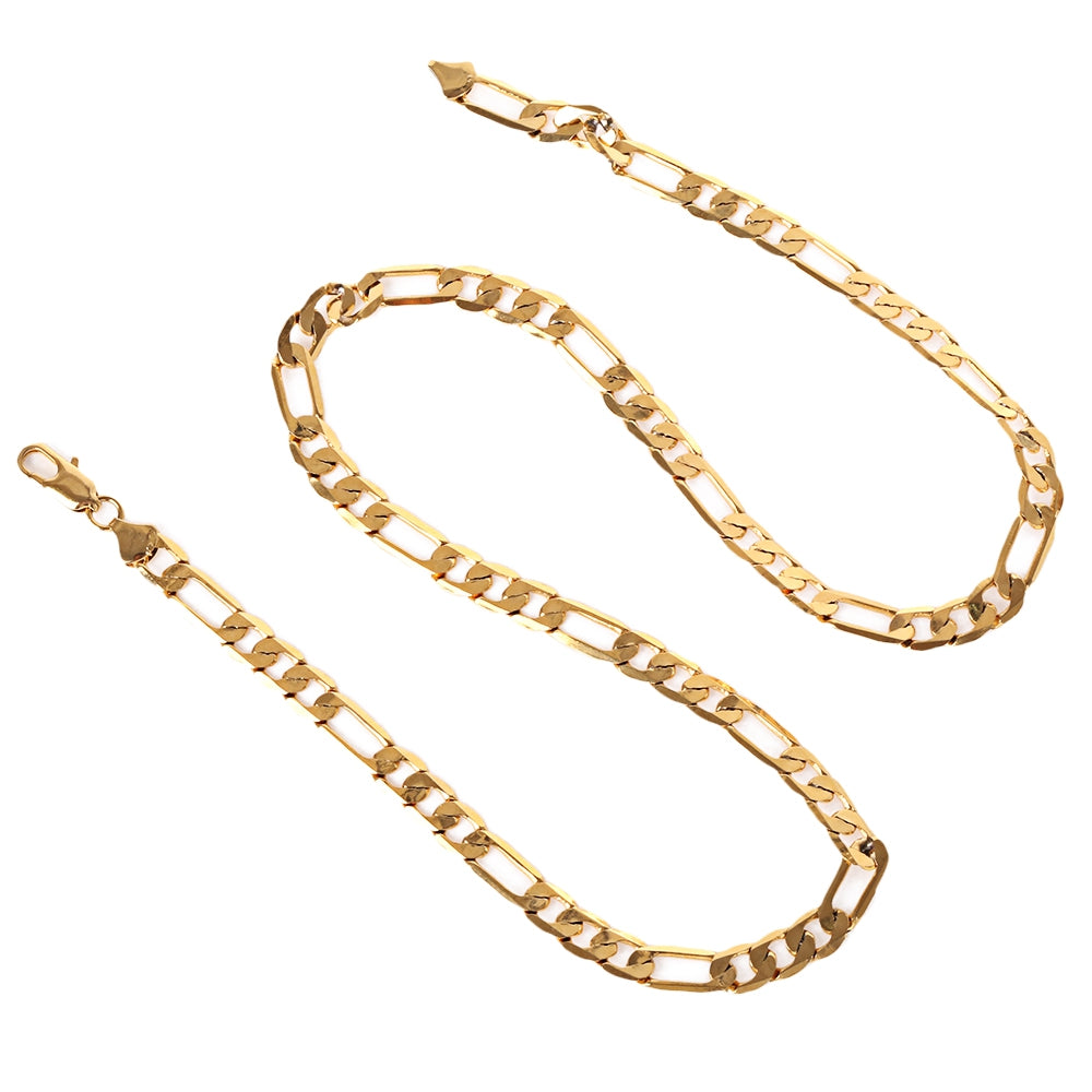 8mm 24K Plated Gold Color Figaro Chain Necklace for Men