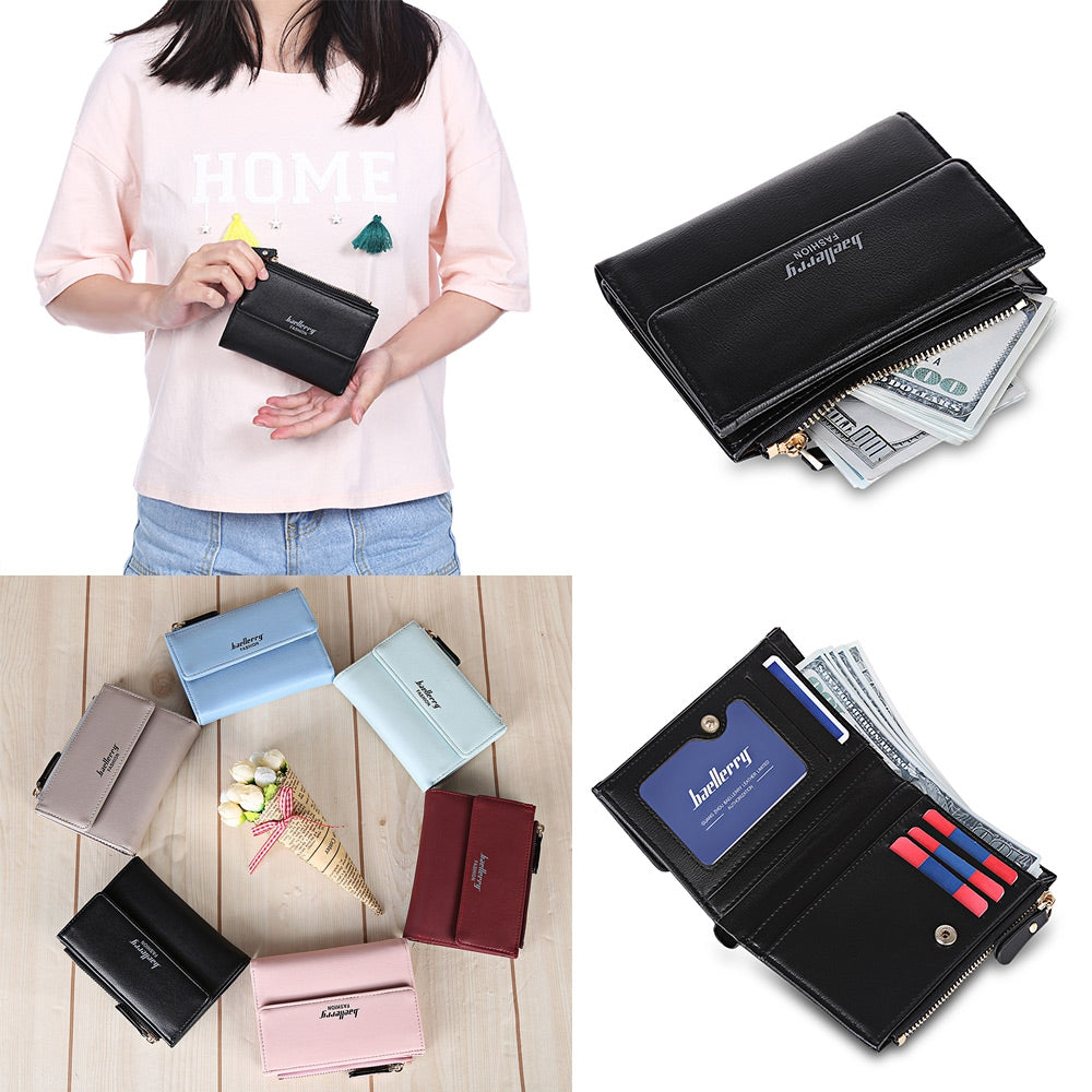 Baellerry Stylish PU Leather Card Holder Short Wallet Coin Purse for Women