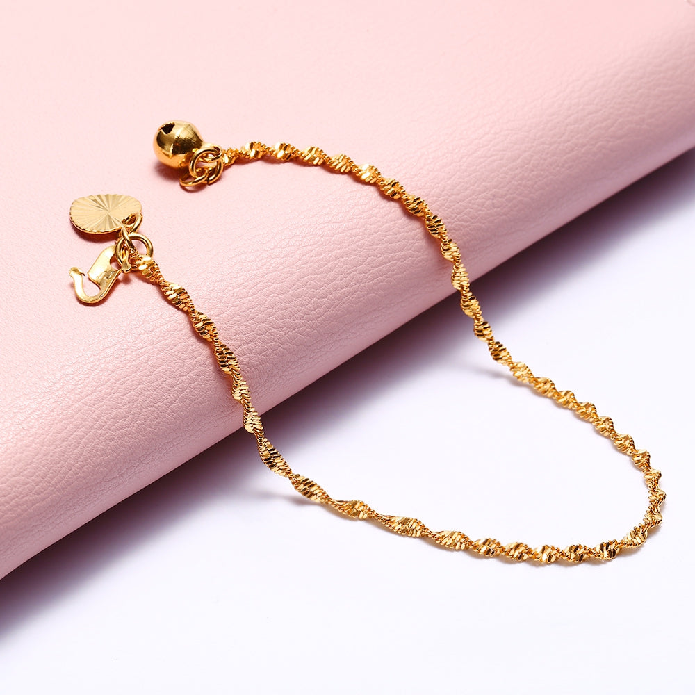 24K Plated Gold Color Twisted Chain Bracelet for Women