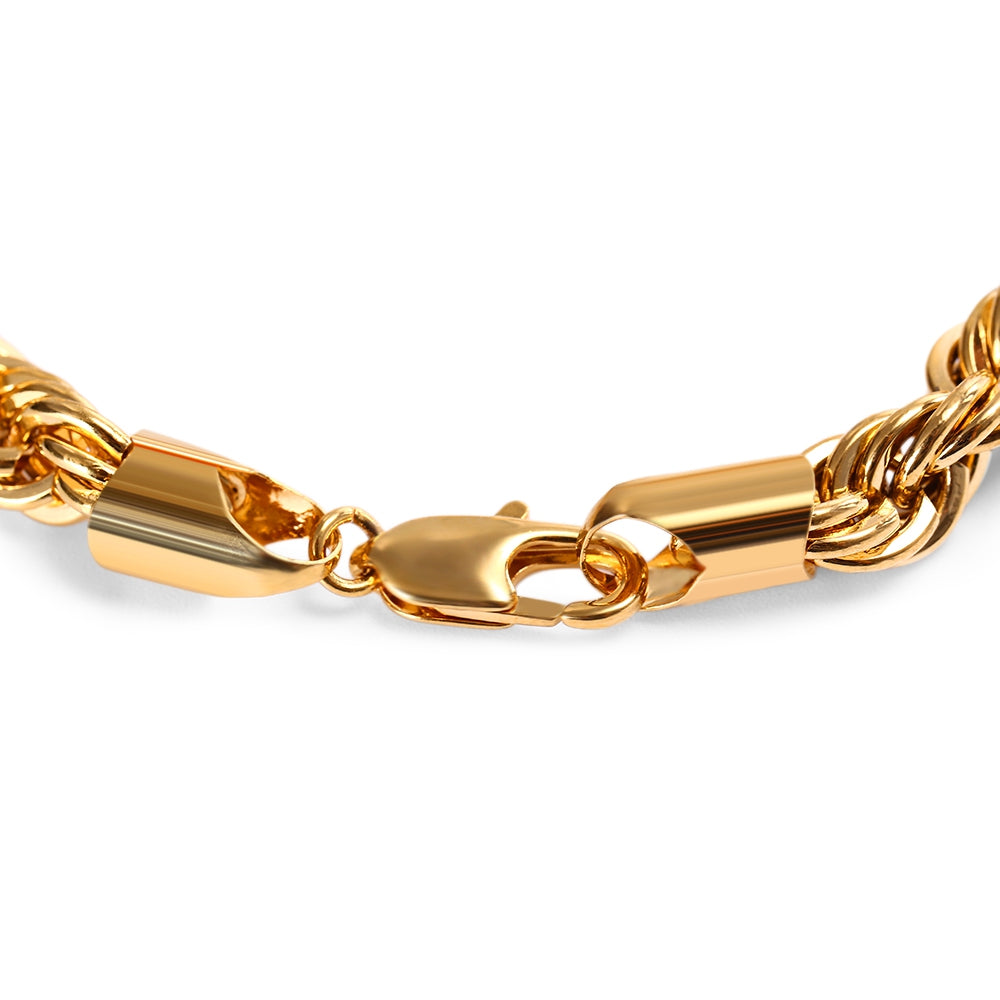 24K Plated Gold Color Thick Rope Chain Bracelet for Men