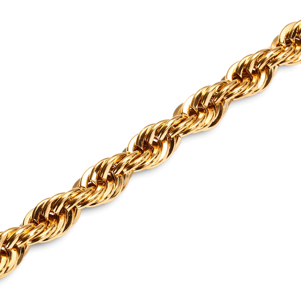 24K Plated Gold Color Thick Rope Chain Bracelet for Men