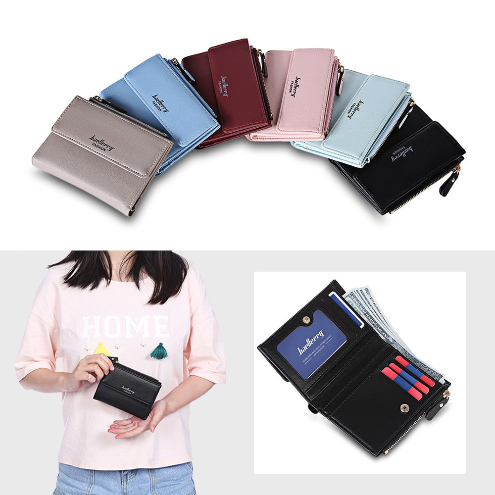 Baellerry Stylish PU Leather Card Holder Short Wallet Coin Purse for Women