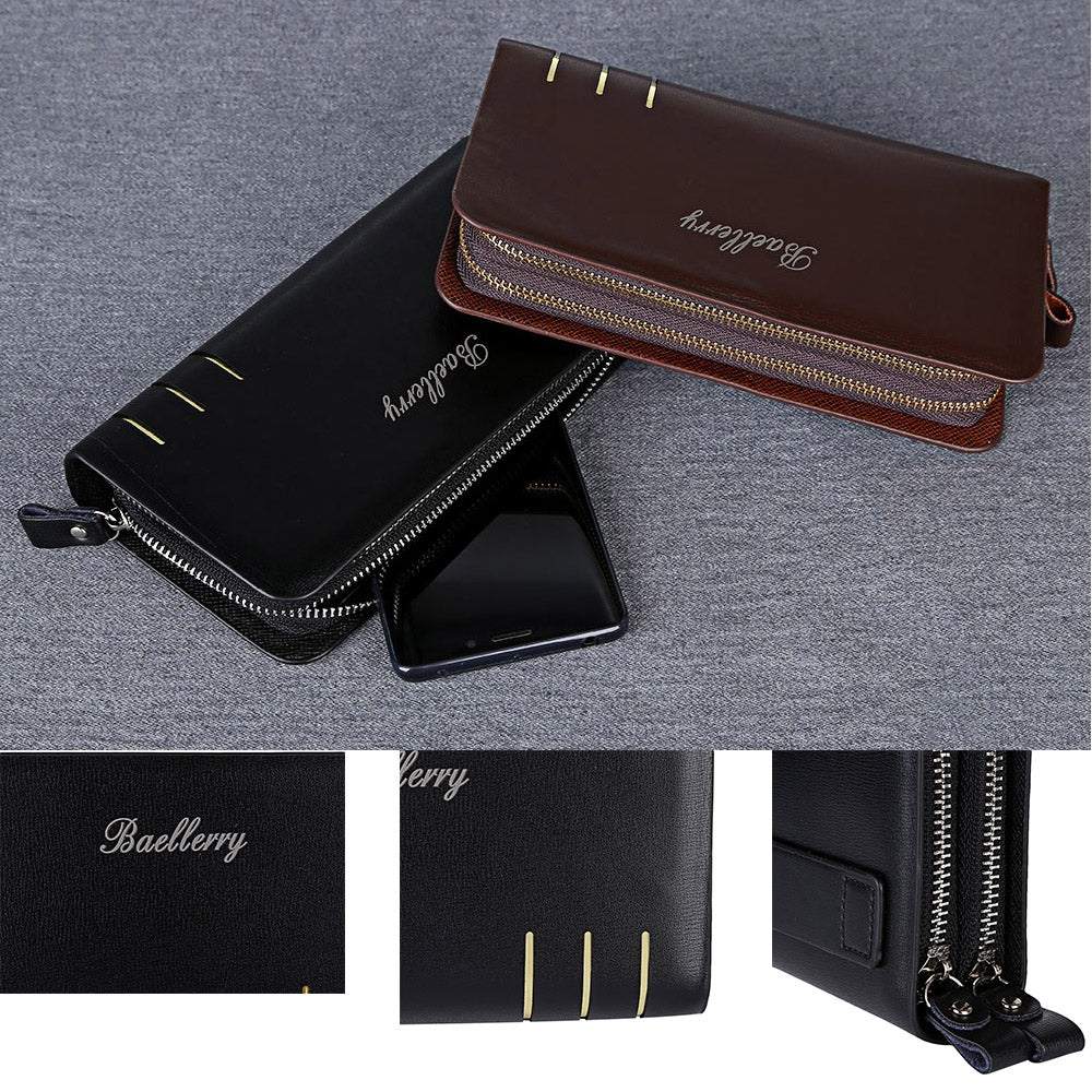 Baellerry Stylish Portable Large Capacity Multifunction Double Layers Wallet Clutch Bag for Men