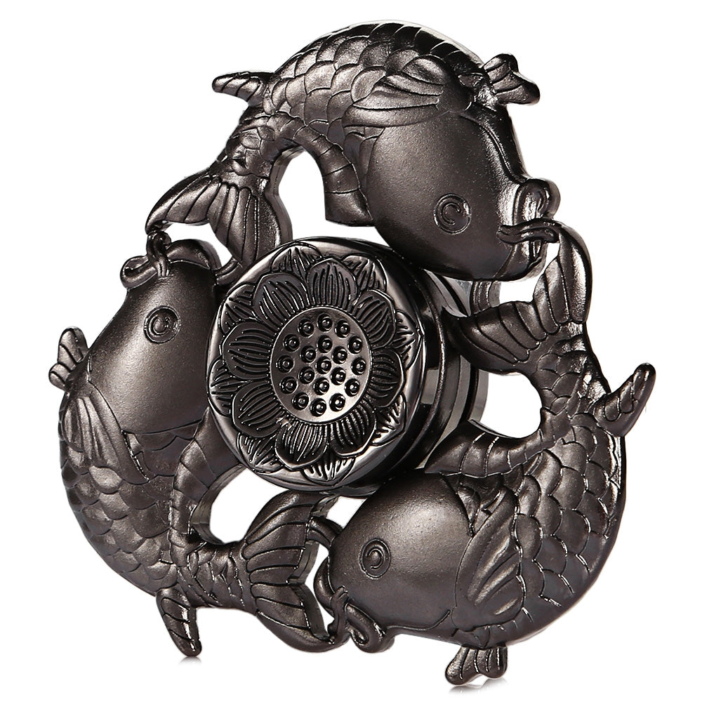 Carp Lotus Pattern Zinc Alloy Fidget Tri-spinner Funny Stress Reliever Adult Fidgeting Toy