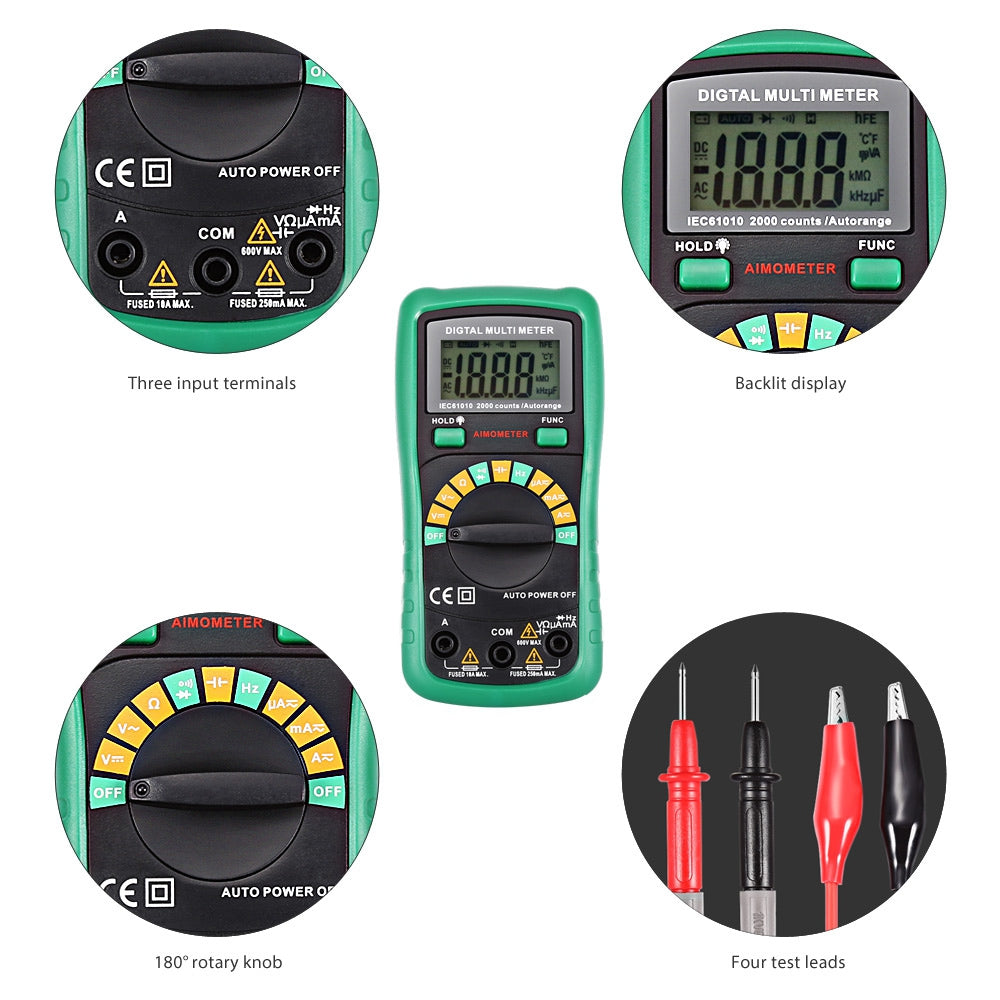 8233D PRO 2000 Digital Multimeter with Backlit LCD Screen