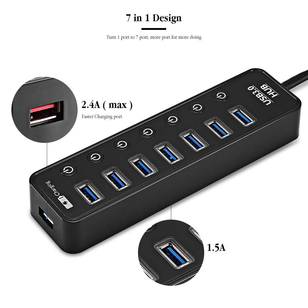 CH - 204U3 7-port USB3.0 Hub with Individual Switch Button