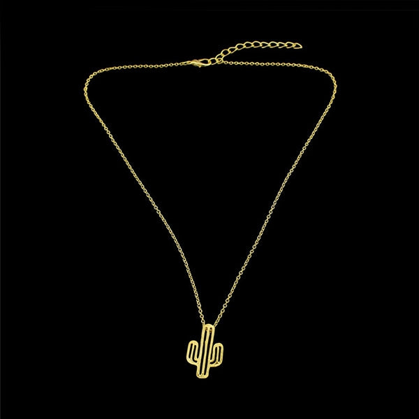 Cactus Collarbone Charm Pendant Necklace