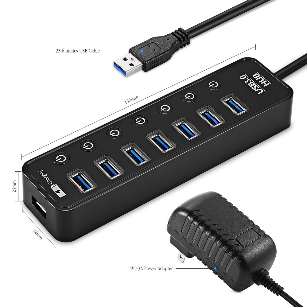 CH - 204U3 7-port USB3.0 Hub with Individual Switch Button