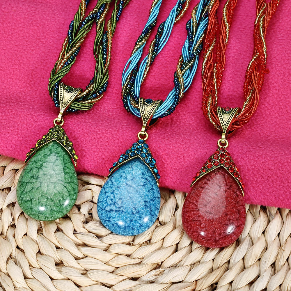 Bohemia Women Water Droplets Pendant Necklace