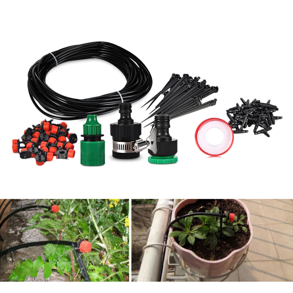 18M DIY Micro Spray Drip Irrigation System Plant Garden Hose Watering Kits