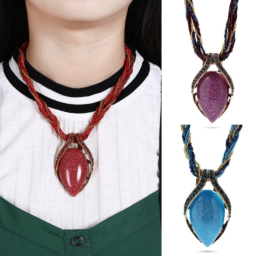 Bohemia Women Resin Pendant Necklace