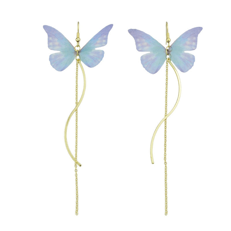 Butterfly Fish Hook Earrings with Chain Pendant