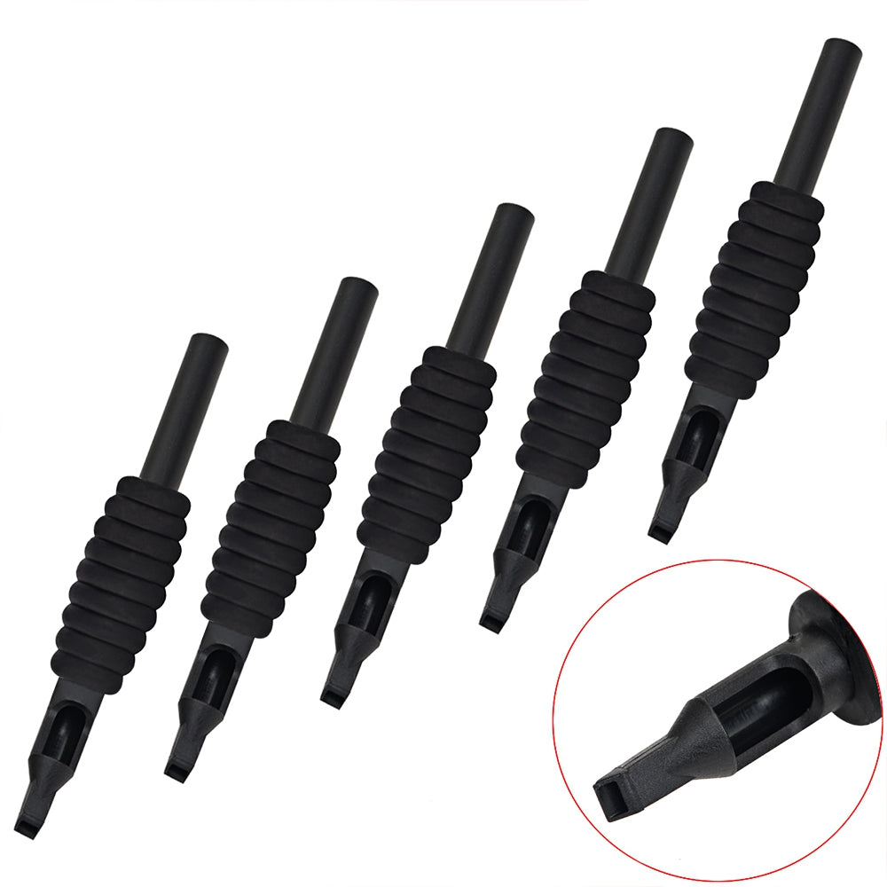 5pcs / Set Anti-slip Black Silicone Tattoo Grip Tube