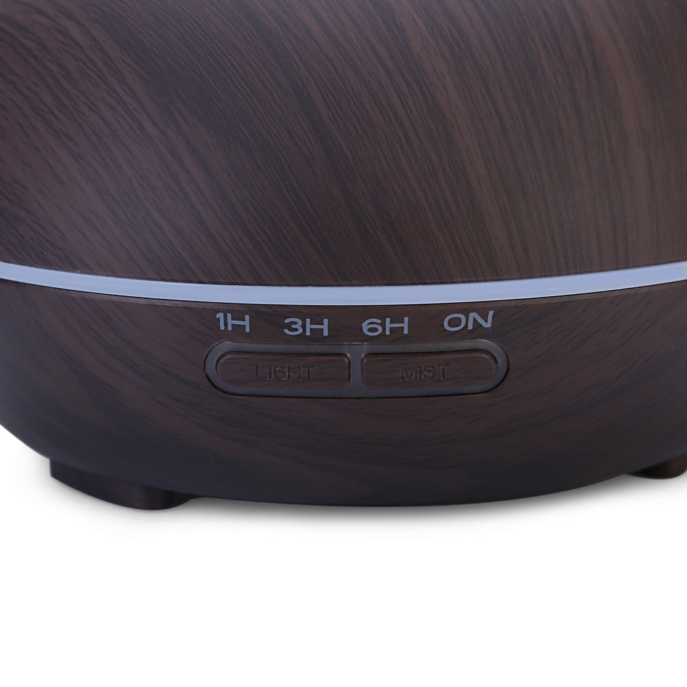 300ml Air Humidifier Wood Grain Aroma Oil Diffuser Night Light