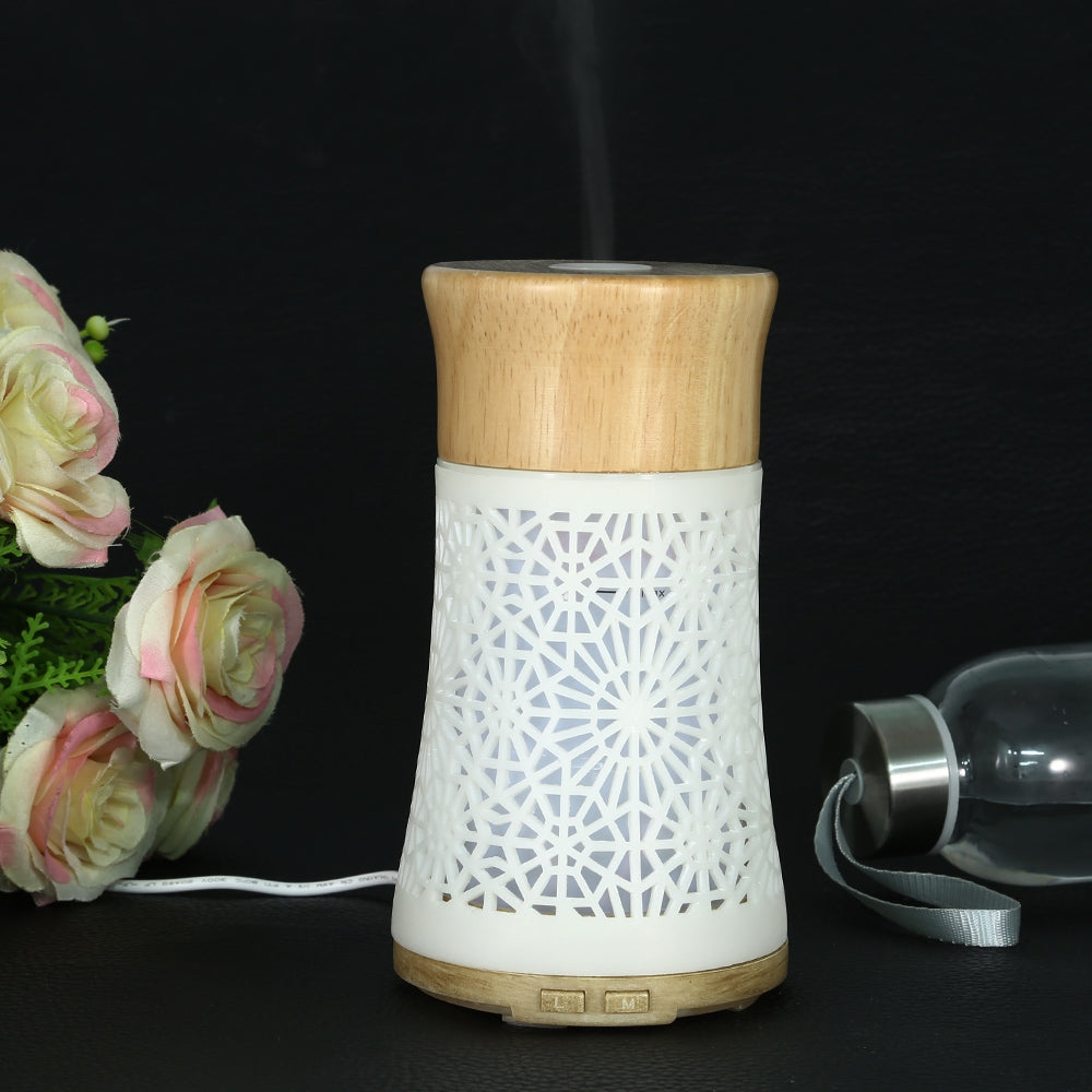 DN - 821W 120ml Air Humidifier Wood Aroma Diffuser LED Night Light