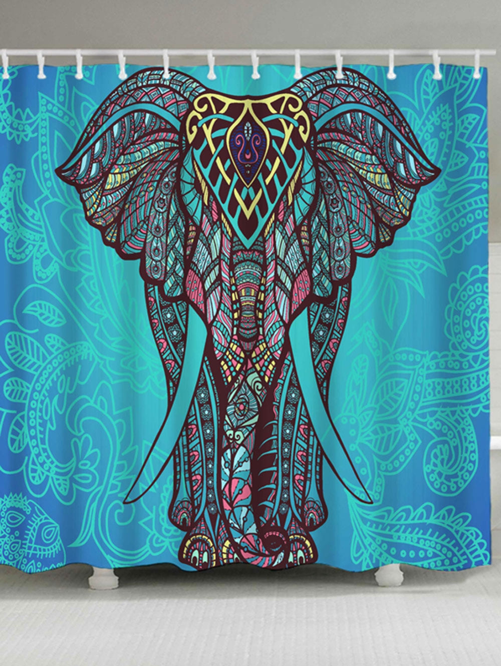 Bohemian Elephant Shower Curtain and Rug
