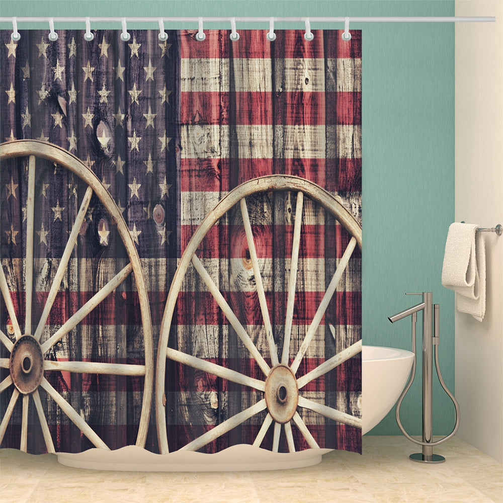 Distressed American Flag Fabric Shower Curtain
