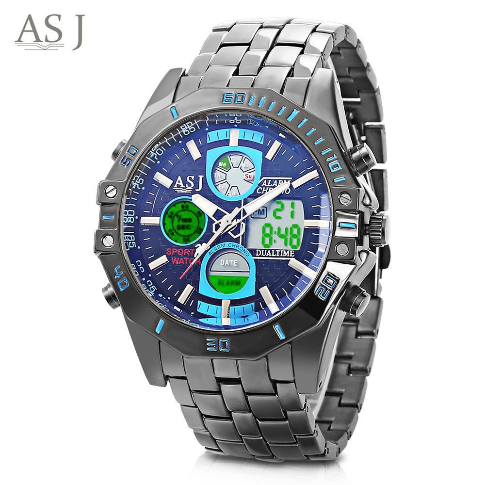 ASJ B17B Dual Movt Sports LED Male Watch