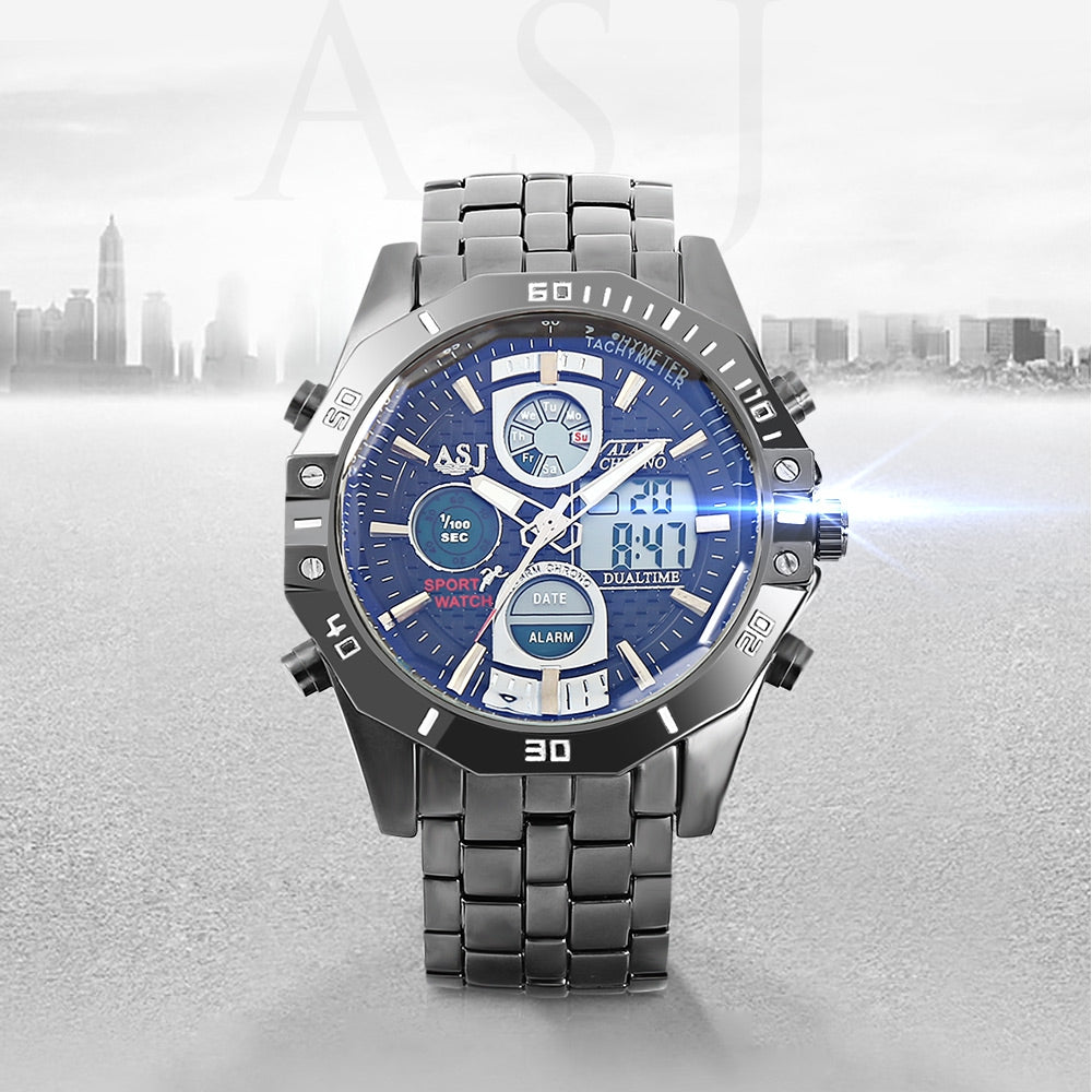 ASJ B17B Dual Movt Sports LED Male Watch