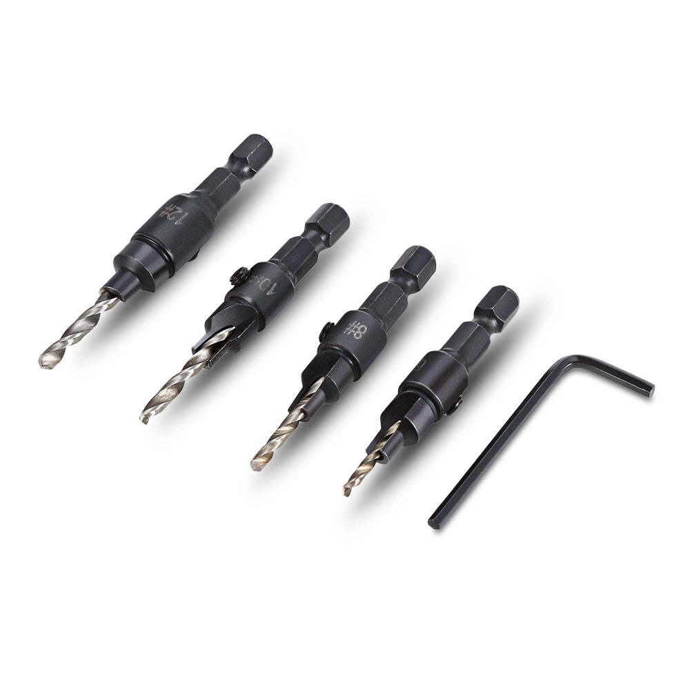 4pcs 1/4 inch Hex Shank Countersink Drill Bit with Wrench