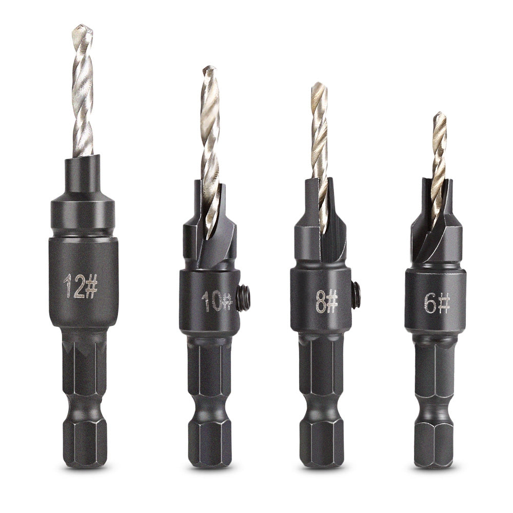 4pcs 1/4 inch Hex Shank Countersink Drill Bit with Wrench