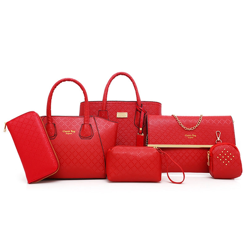 6 Pcs Argyle Pattern Handbag Set