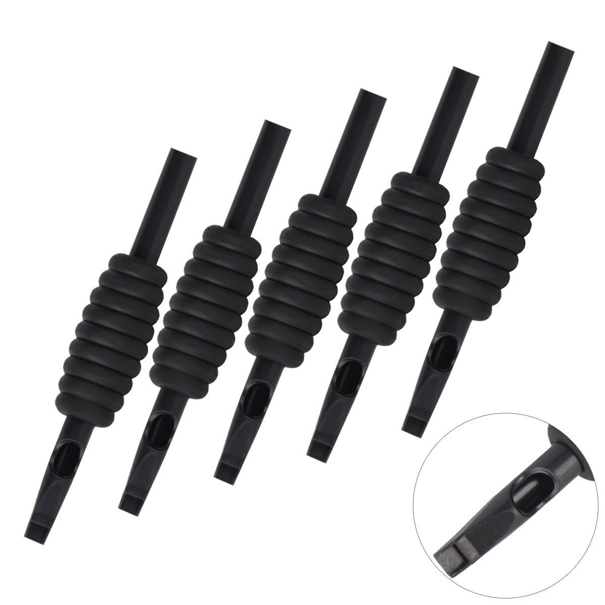 5pcs / Set Anti-slip Black Silicone Tattoo Grip Tube