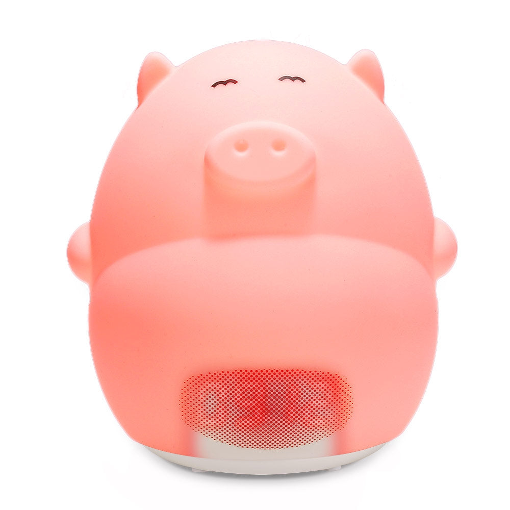 Cute Pig Soft Silicone 7 Colors Alarm Clock LED Night Light Wake Up Lamp for Kids Bedroom Tap Co...