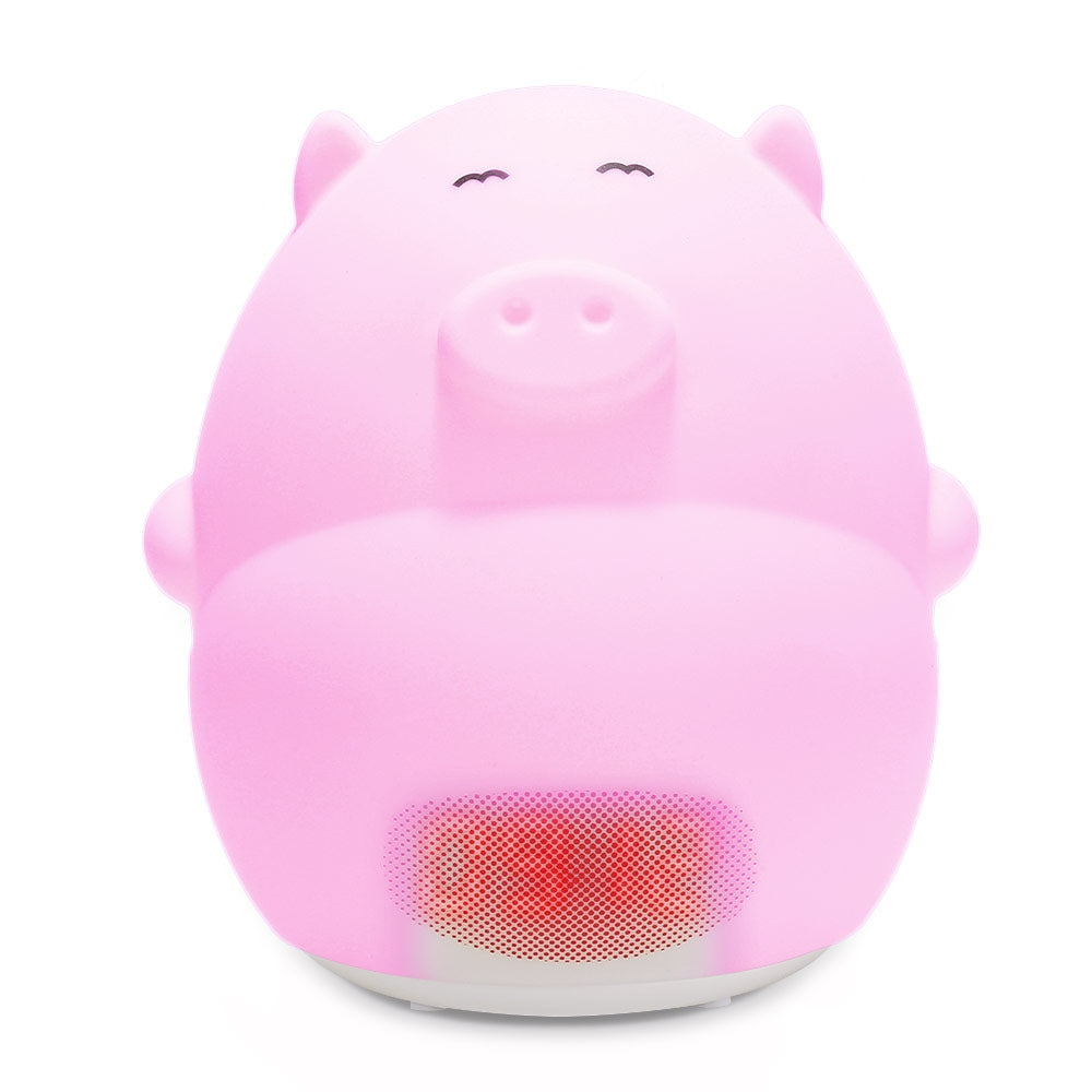 Cute Pig Soft Silicone 7 Colors Alarm Clock LED Night Light Wake Up Lamp for Kids Bedroom Tap Co...