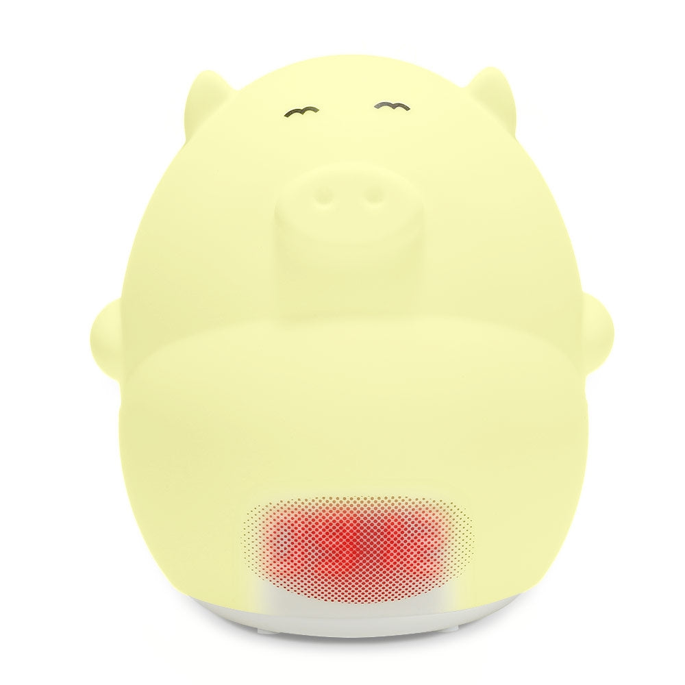 Cute Pig Soft Silicone 7 Colors Alarm Clock LED Night Light Wake Up Lamp for Kids Bedroom Tap Co...