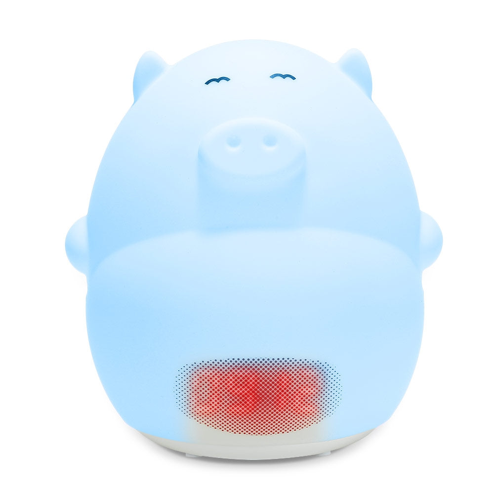 Cute Pig Soft Silicone 7 Colors Alarm Clock LED Night Light Wake Up Lamp for Kids Bedroom Tap Co...