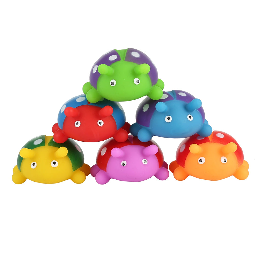 6pcs Soft Ladybird Bath Toy for Children Baby Kids Playing with BB Sound