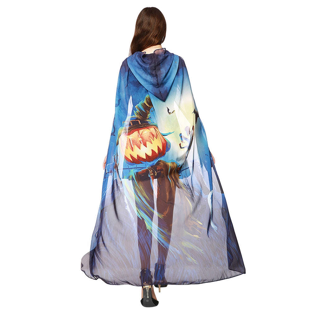 Chiffon Halloween Witch Element Festival Hooded Cape