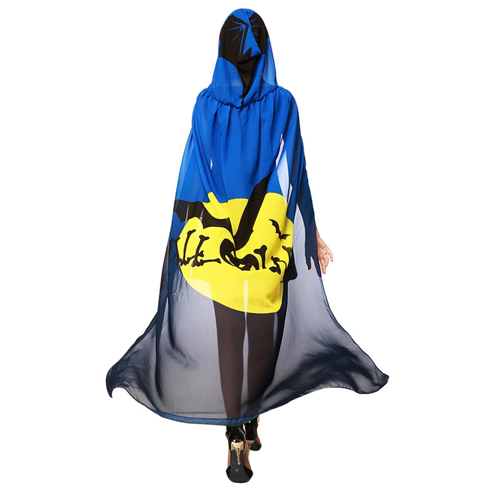 Chiffon Halloween Witch Element Festival Hooded Cape